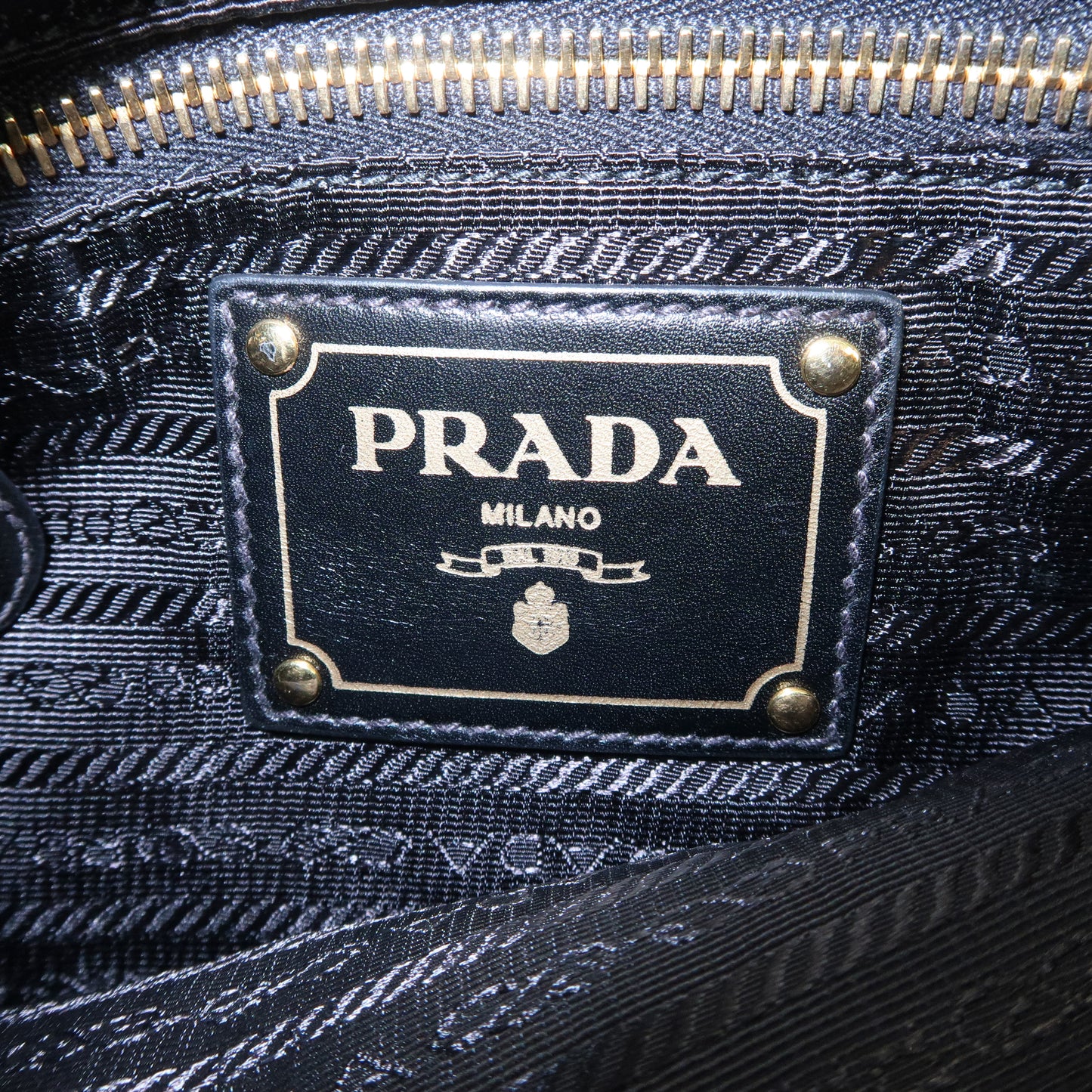 PRADA Logo Nylon Saffiano Leather Shoulder Bag Black