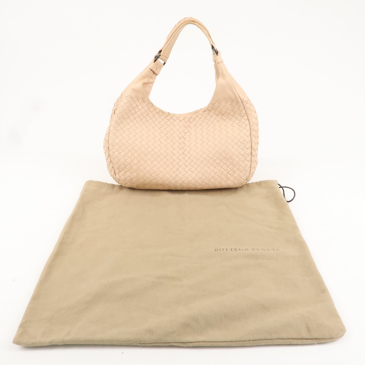 BOTTEGA VENETA Intrecciato Leather Shoulder Bag Pink Beige 125787