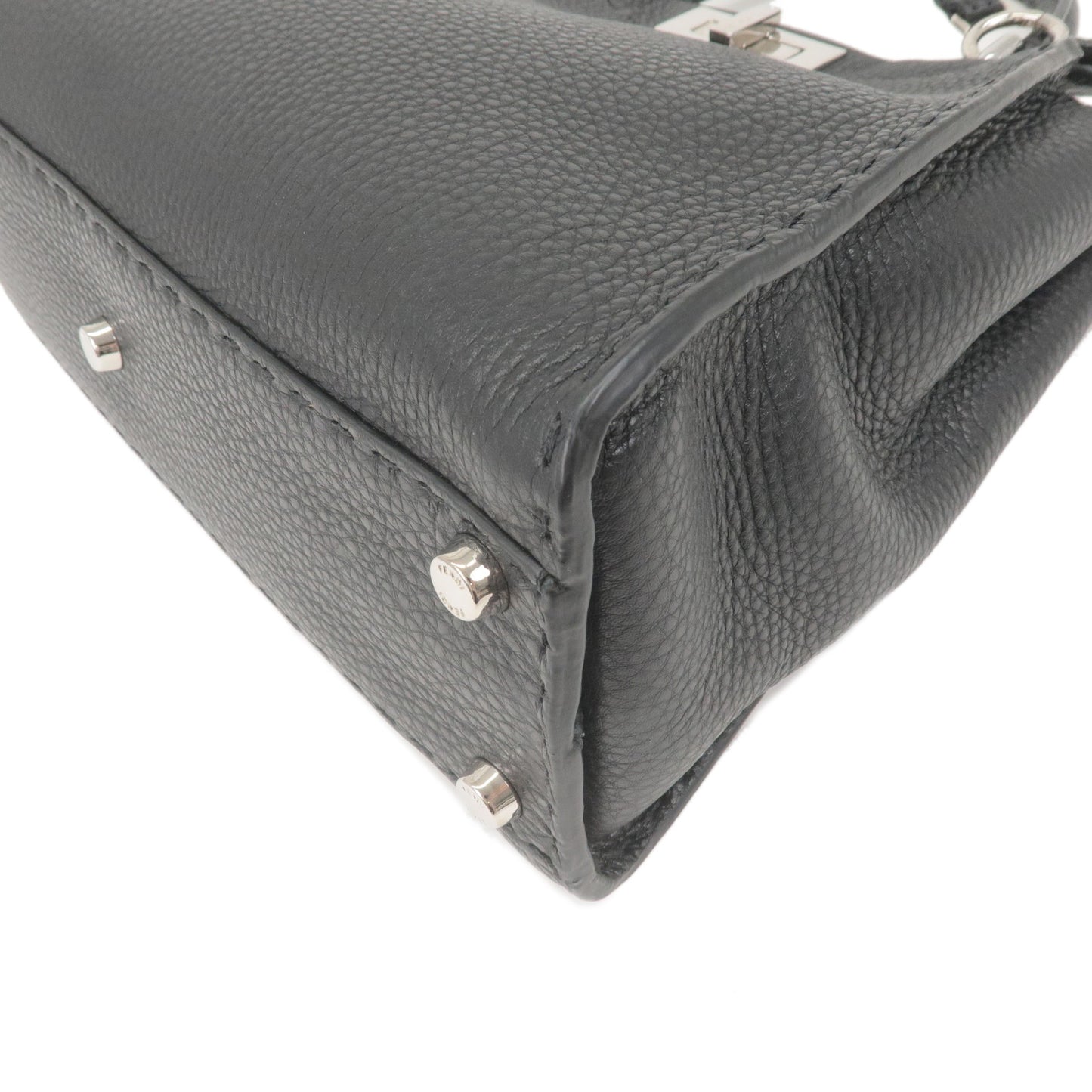 FENDI Selleria Peekaboo Regular Leather 2WAY Bag Black 8BN290