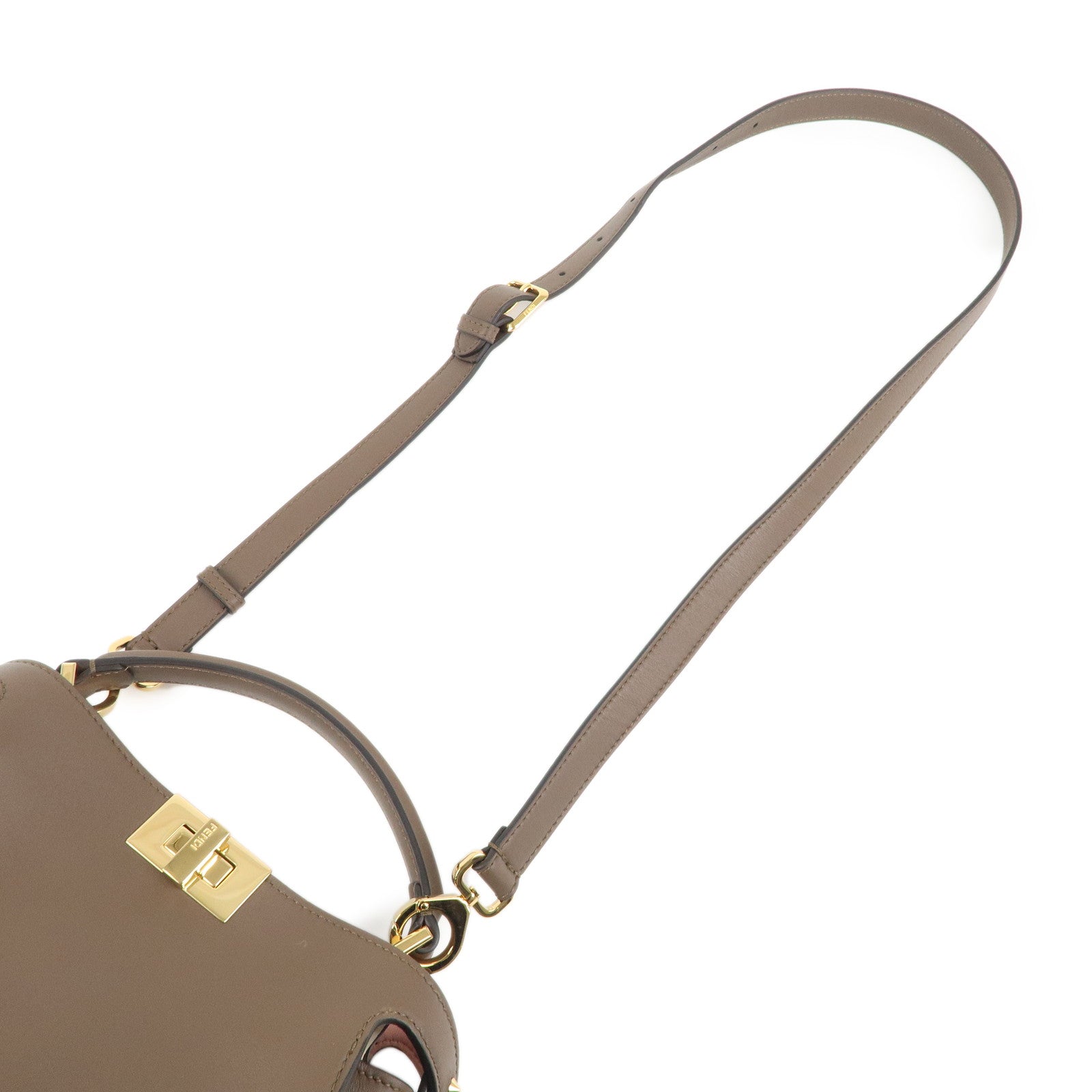 FENDI Leather Peekaboo Iconic Essentially 2Way Bag Brown 8BN302