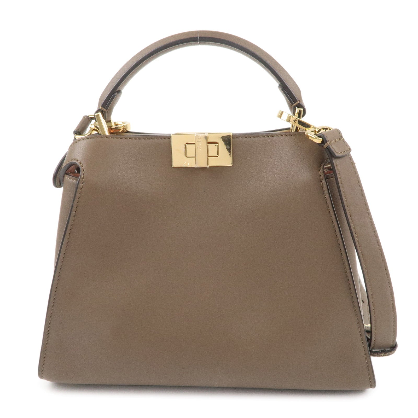 FENDI Leather Peekaboo Iconic Essentially 2Way Bag Brown 8BN302