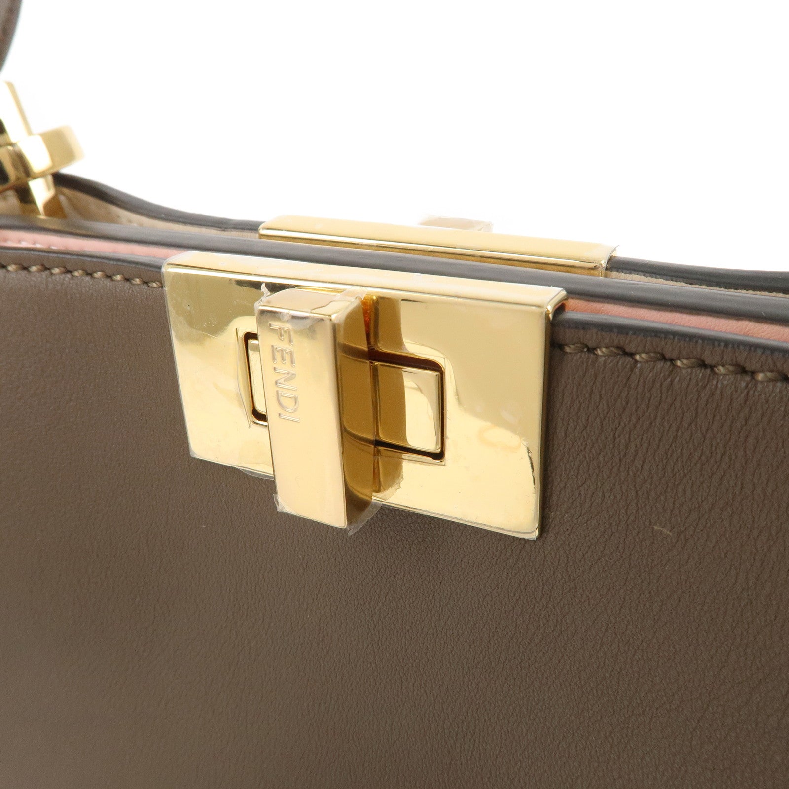 FENDI Leather Peekaboo Iconic Essentially 2Way Bag Brown 8BN302