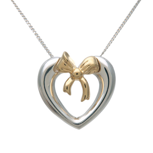 Tiffany&Co.-Heart-Ribbon-Necklace-SV925-Silver-Yellow-Gold