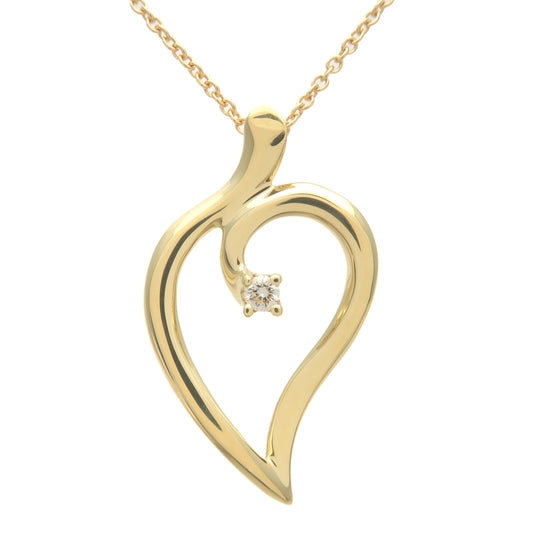Tiffany&Co.-Leaf-Heart-1P-Diamond-Necklace-K18-750YG-Yellow-Gold