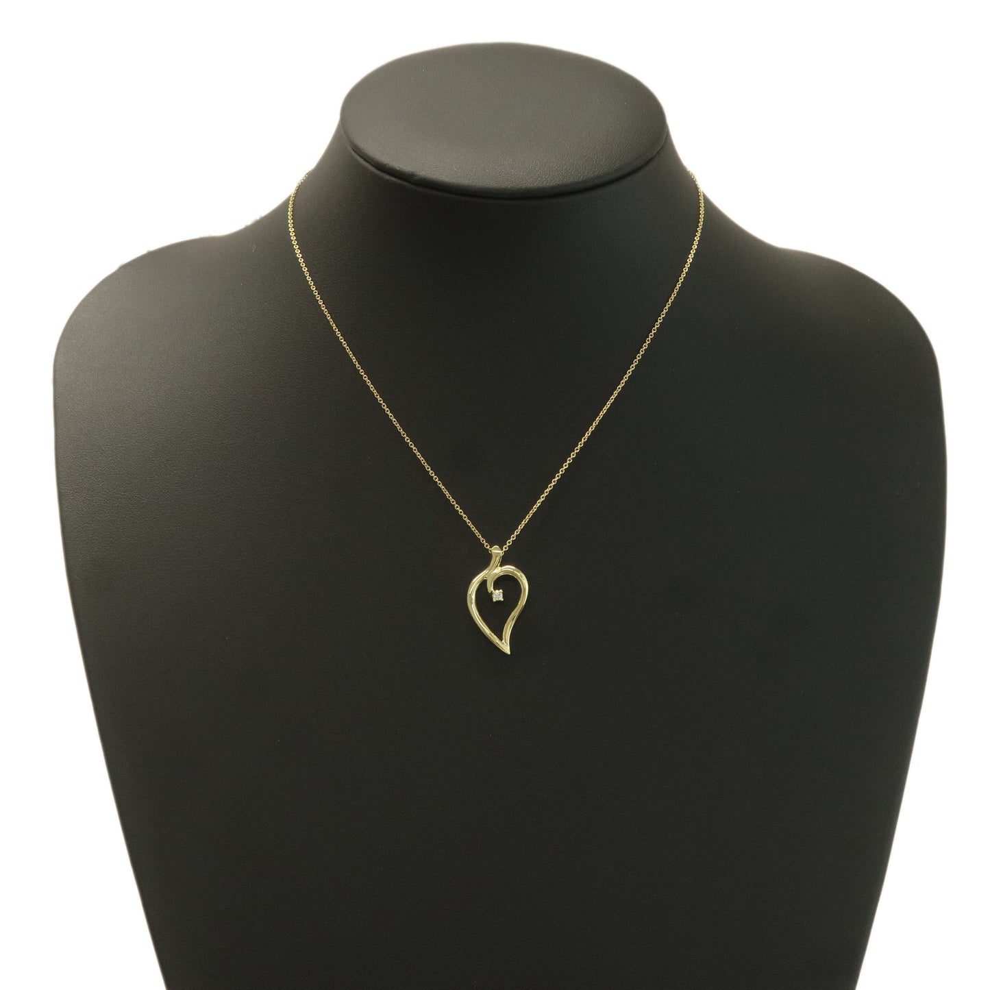 Tiffany&Co. Leaf Heart 1P Diamond Necklace K18 750YG Yellow Gold
