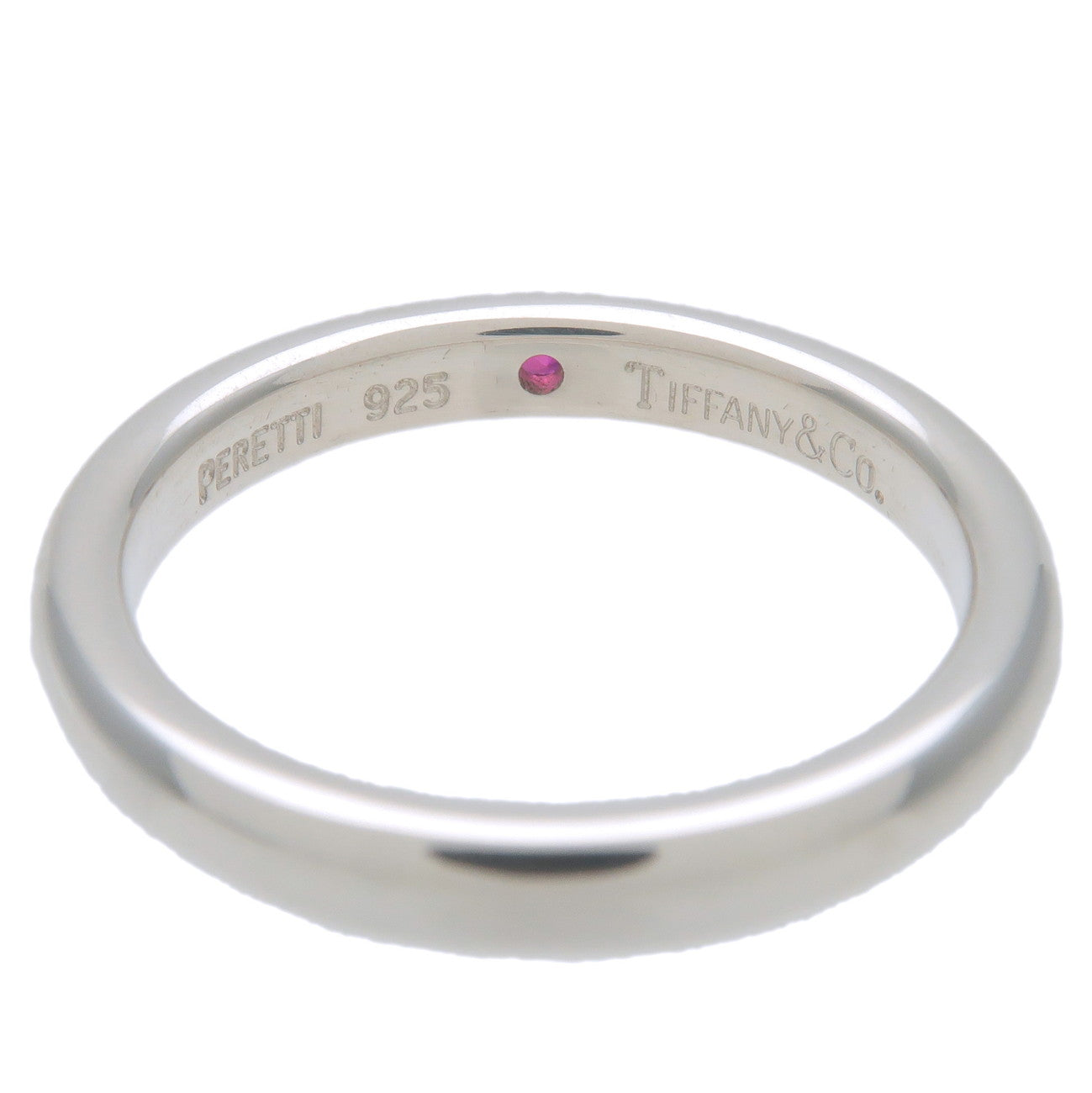 Tiffany&Co. Stacking Band Ring 1P Ruby SV925 Silver US5 EU49