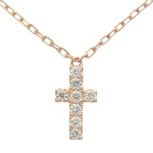AHKAH-Cross-8P-Diamond-Necklace-0.05ct-K18-750PG-Rose-Gold