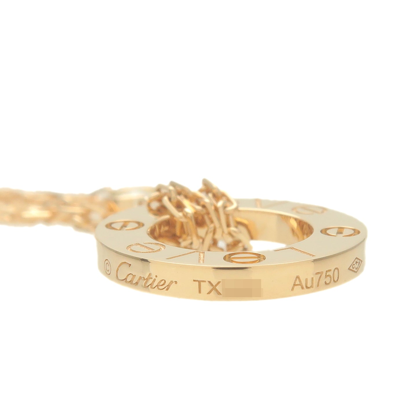 Cartier Love Circle 2P Diamond Necklace K18 750YG Yellow Gold
