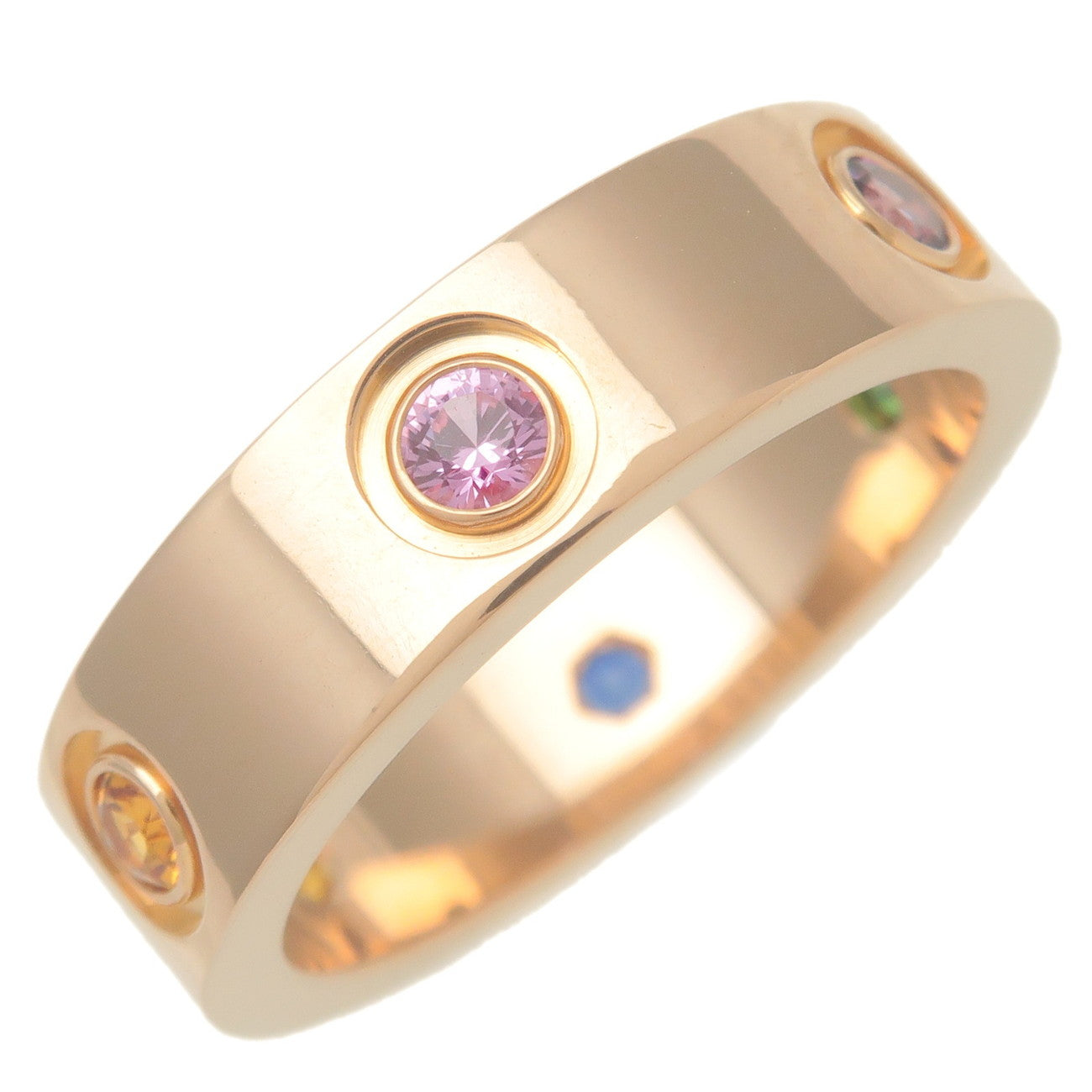 Cartier-Love-Ring-Multi-Color-Stone-#54-K18PG-750PG-Rose-Gold