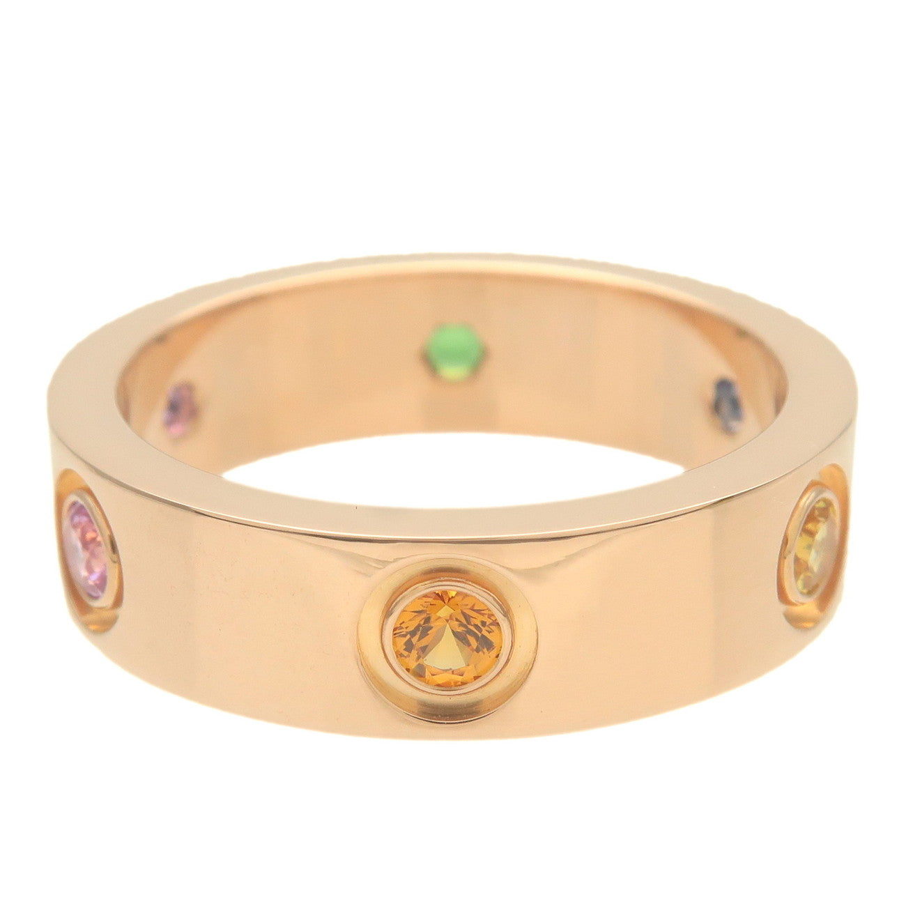Cartier Love Ring Multi Color Stone #54 K18PG 750PG Rose Gold