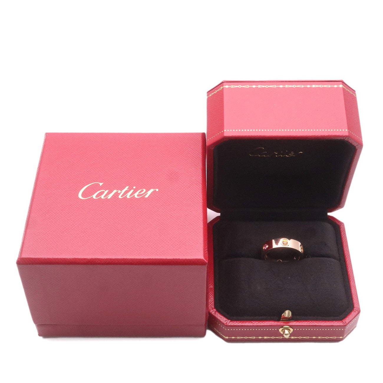 Cartier Love Ring Multi Color Stone #54 K18PG 750PG Rose Gold