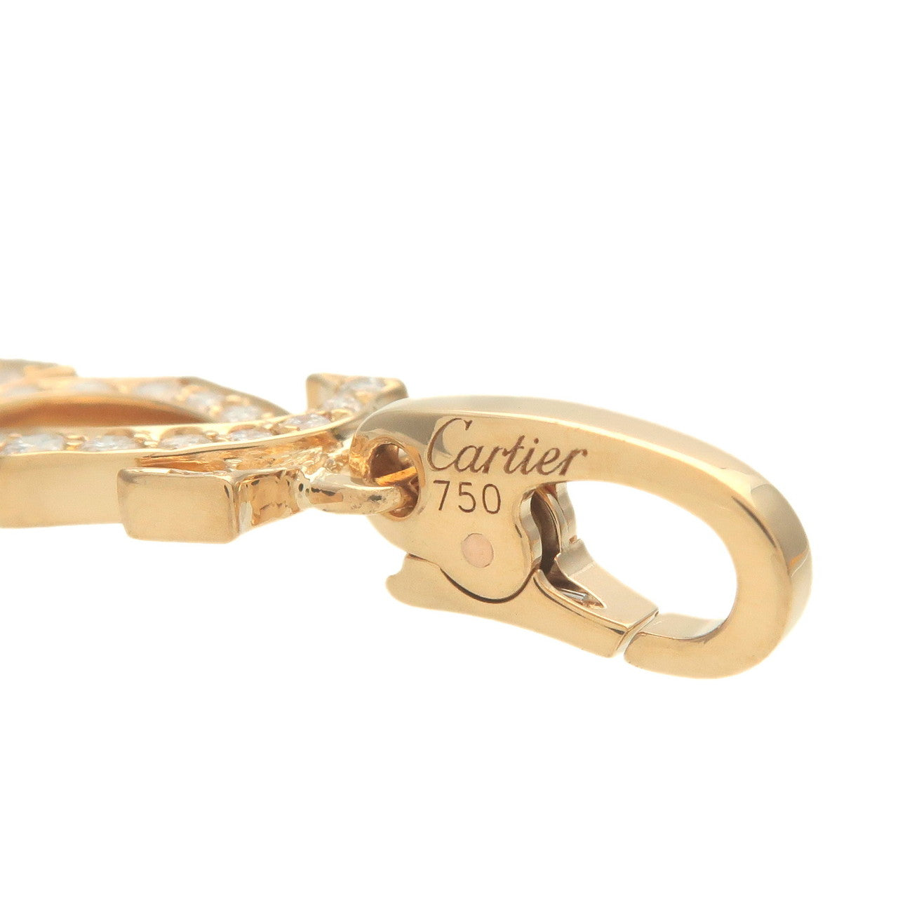Cartier 2C Diamond Necklace Charm K18YG 750YG Yellow Gold