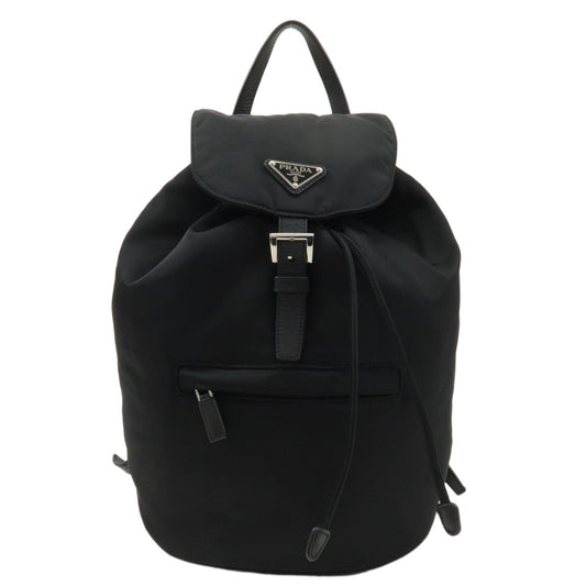 PRADA-Logo-Nylon-Leather-Back-Pack-NERO-Black-BZ0032