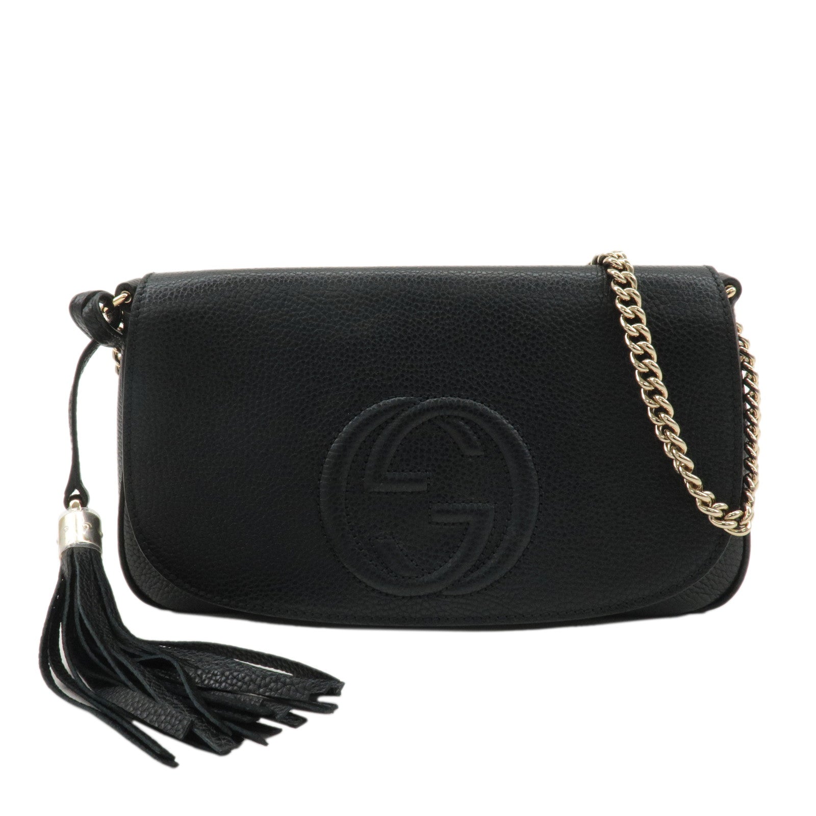 GUCCI-SOHO-Leather-Chain-Shoulder-Bag-Black-536224