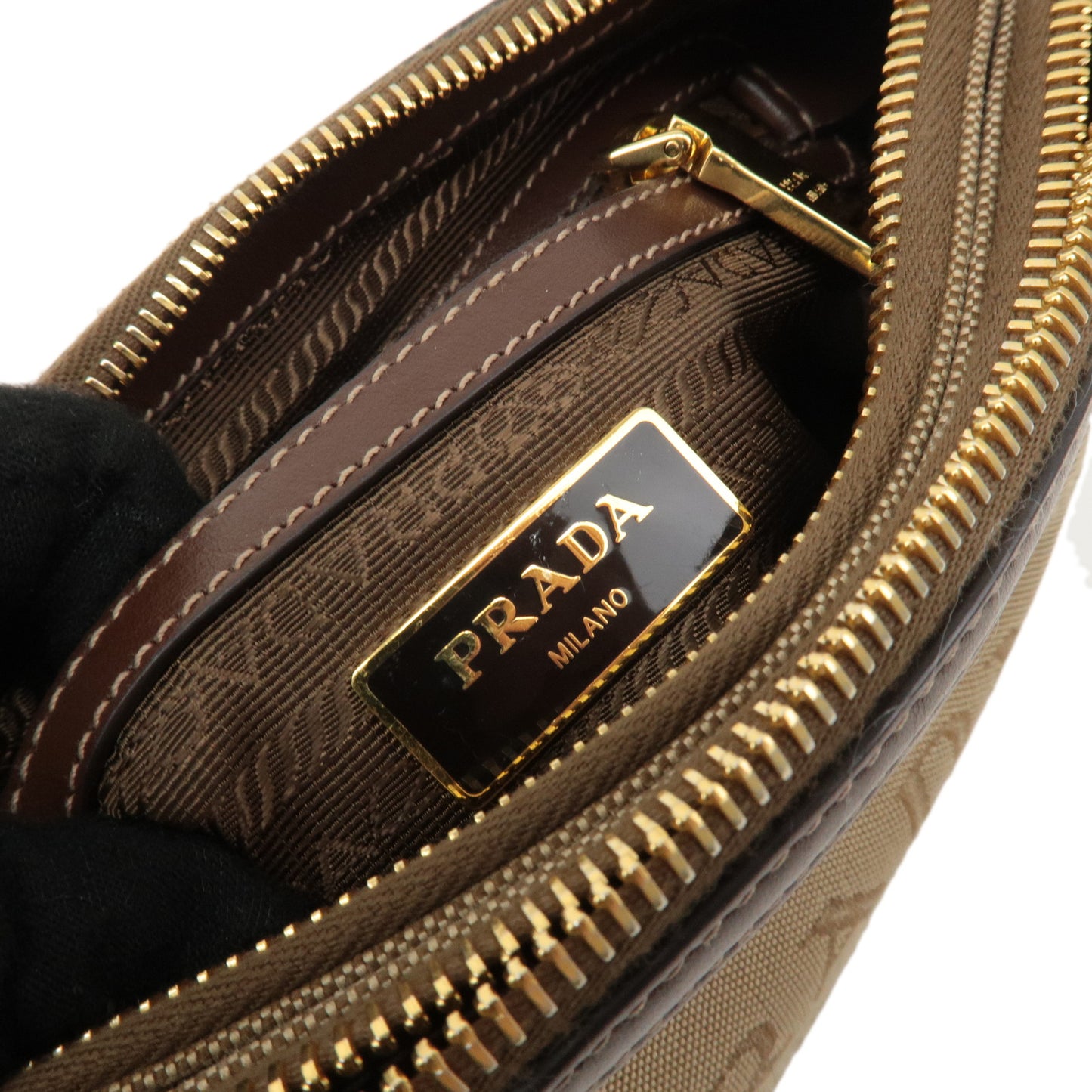 PRADA Logo Jaquard Leather Crossbody Bag Shoulder Bag 1BH046