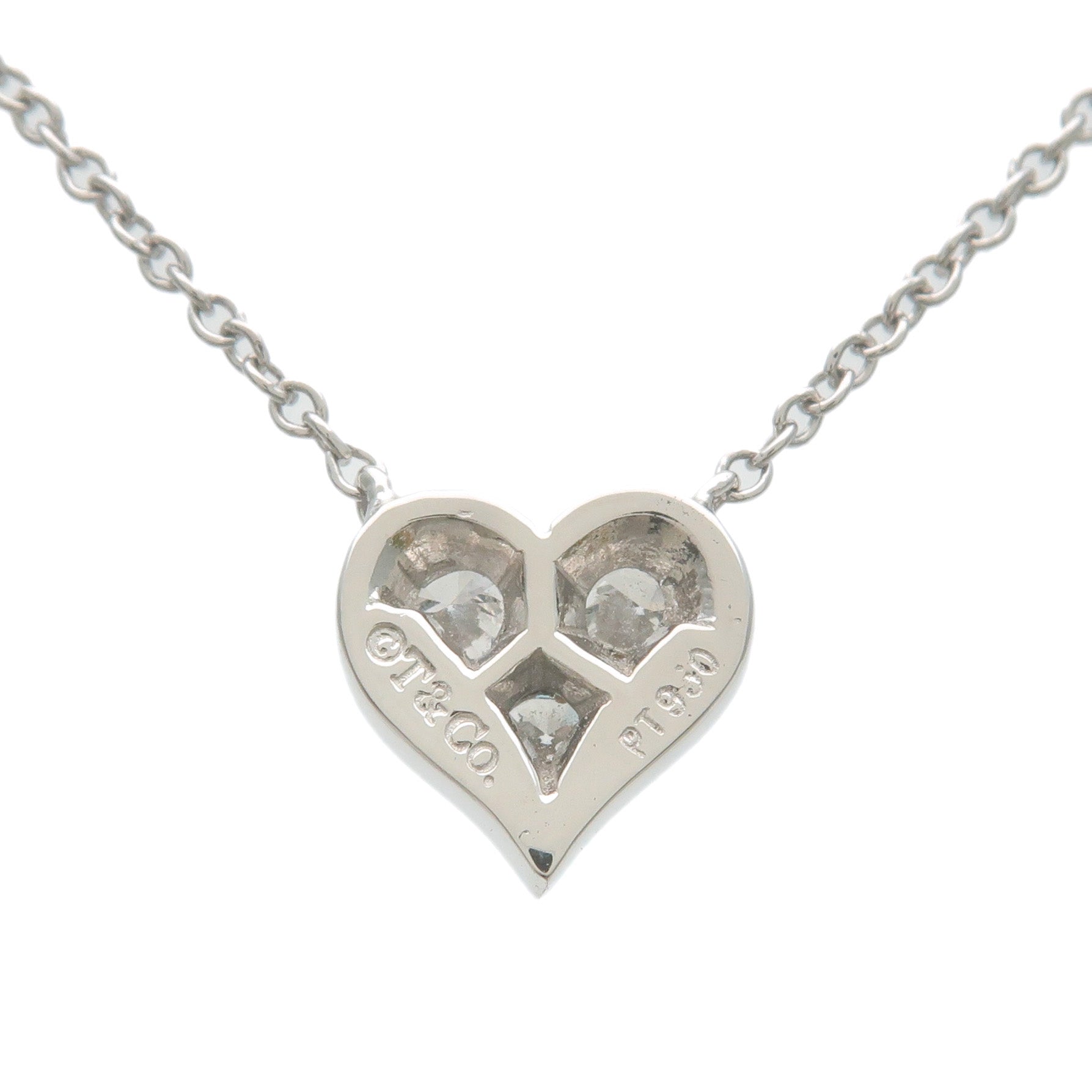 Tiffany&Co. Sentimental Heart 3P Diamond Necklace PT950 Platinum