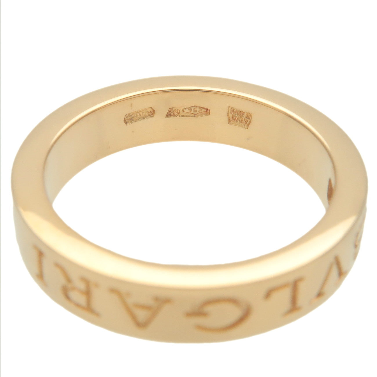 BVLGARI Double Logo Ring 1P Diamond K18YG Yellow Gold US5.5-6