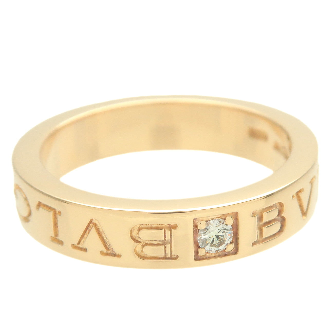 BVLGARI Double Logo Ring 1P Diamond K18YG Yellow Gold US5.5-6