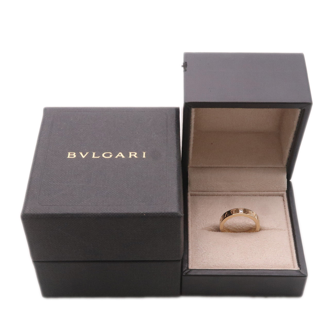 BVLGARI Double Logo Ring 1P Diamond K18YG Yellow Gold US5.5-6