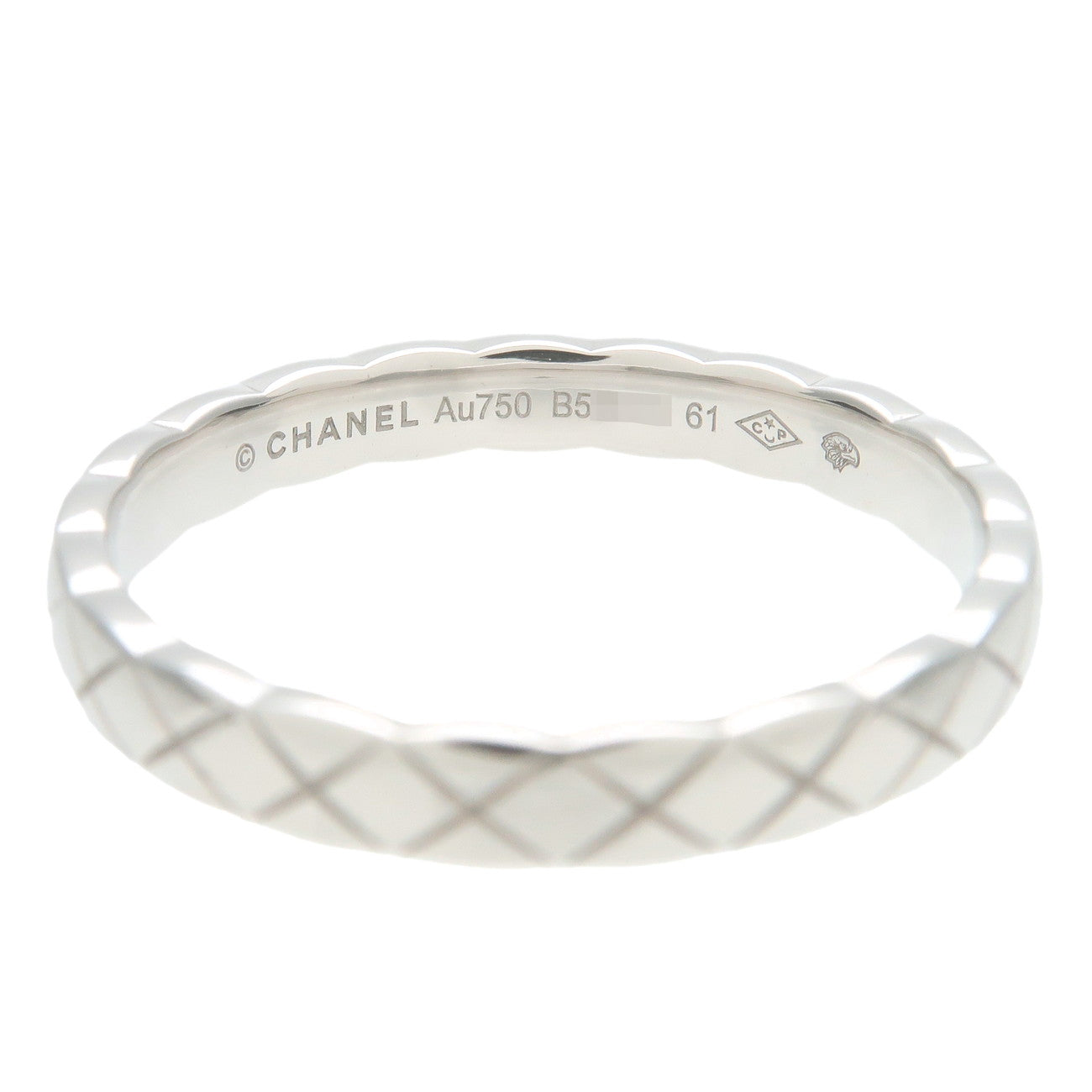 CHANEL COCO Cruch Ring Small #61 K18 750WG White Gold US 9.5