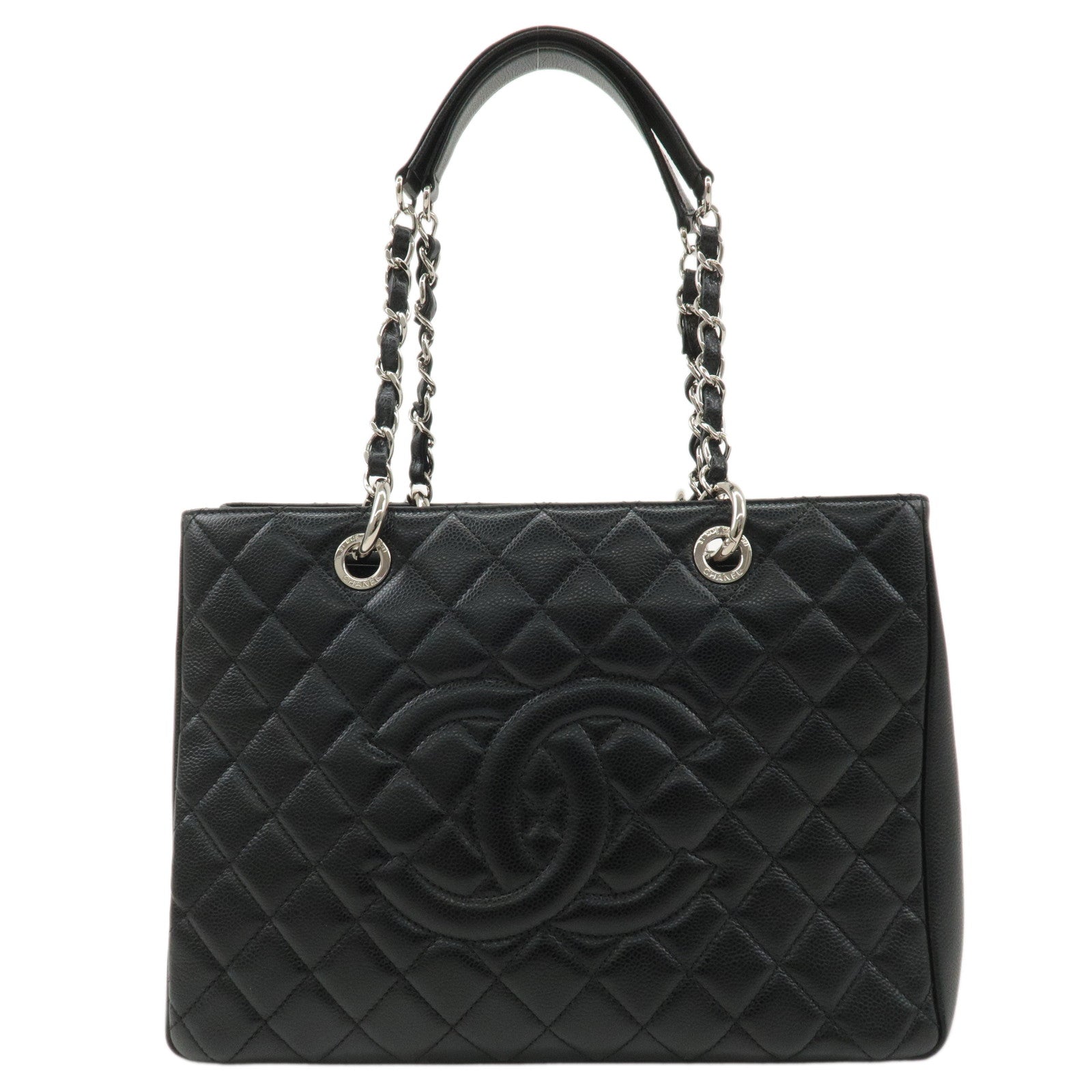 CHANEL-Matelasse-Caviar-Skin-GST-Chain-Tote-Bag-Black-A50995