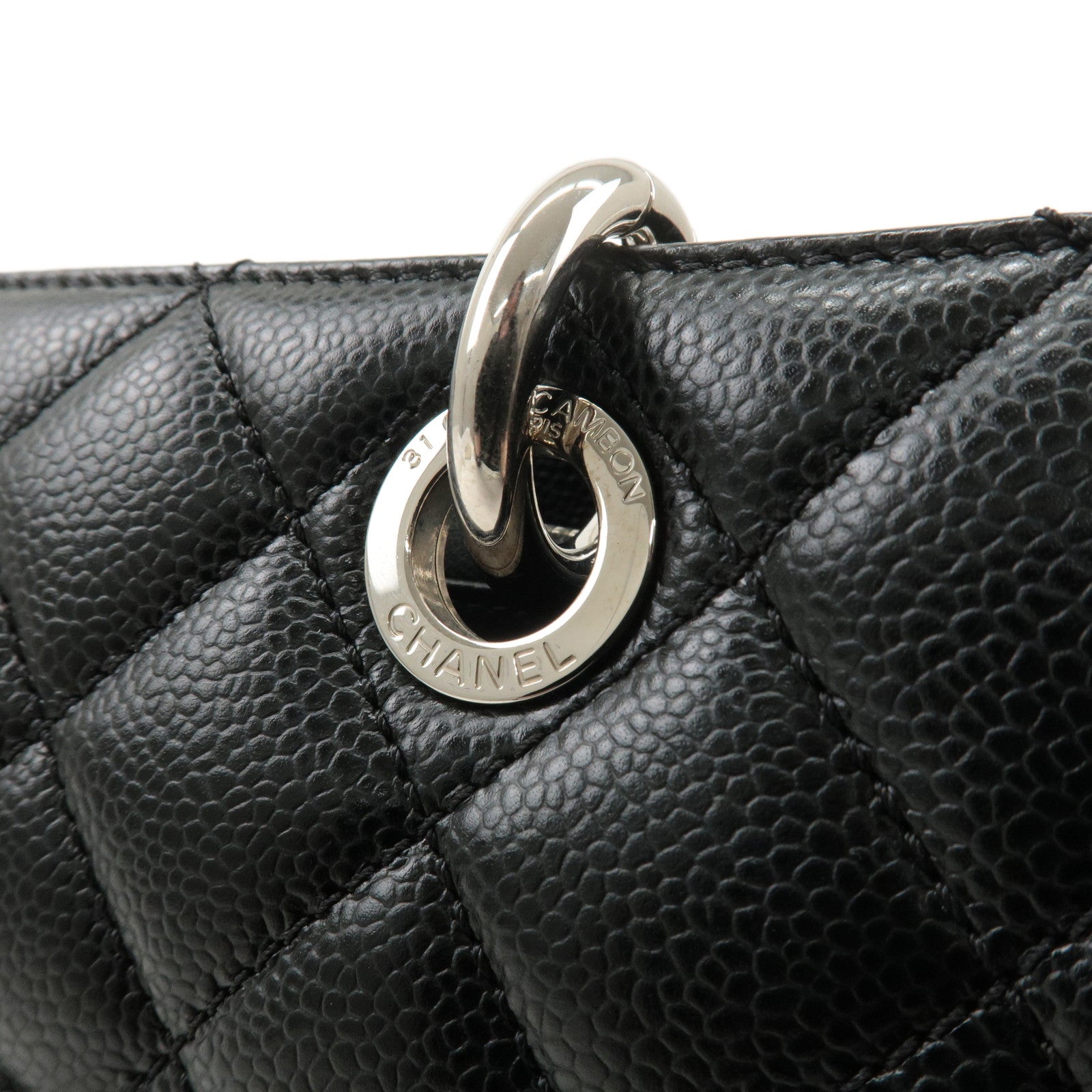 CHANEL Matelasse Caviar Skin GST Chain Tote Bag Black A50995