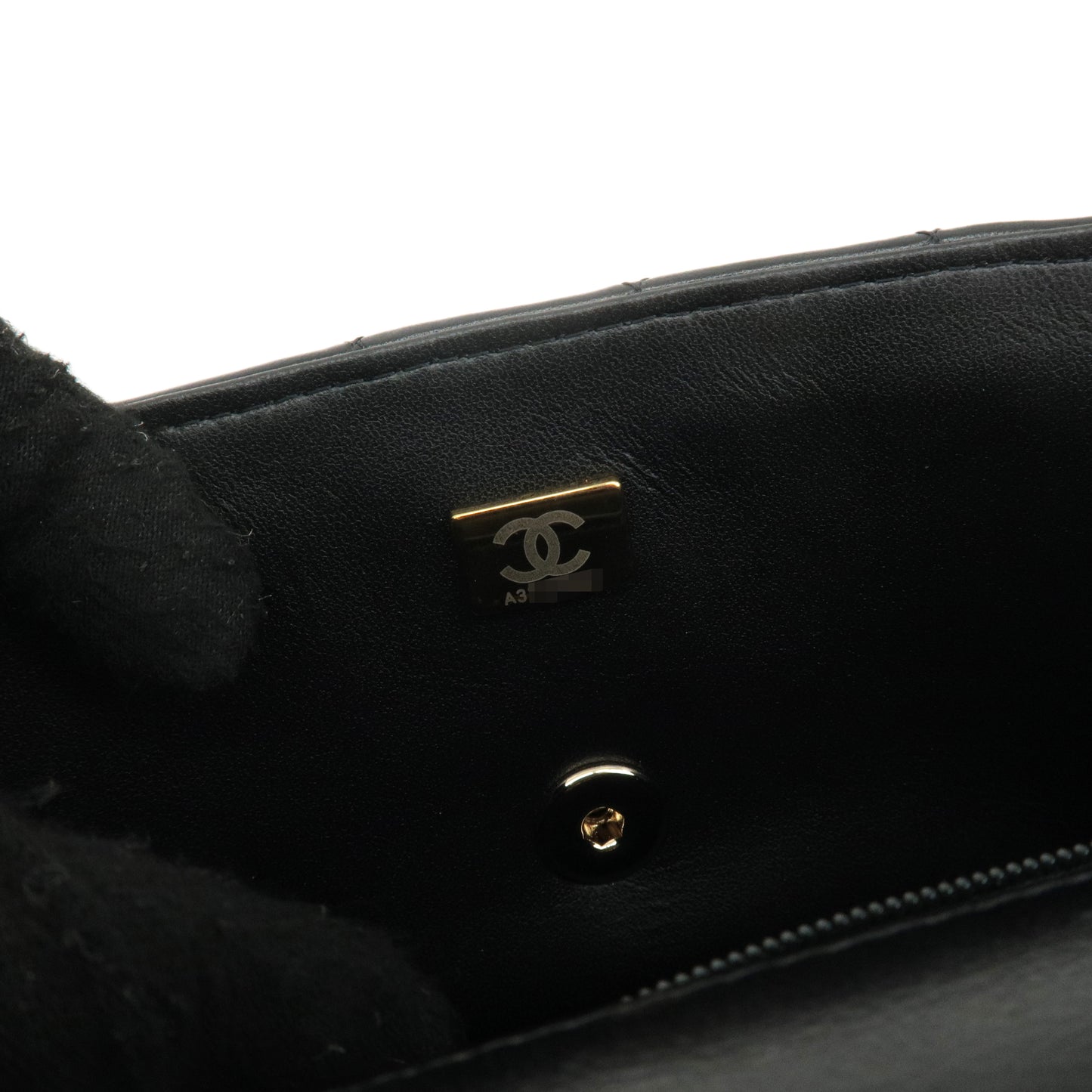 CHANEL Matelasse Lamb Skin Top Handle Mini Flap 2way Bag Black