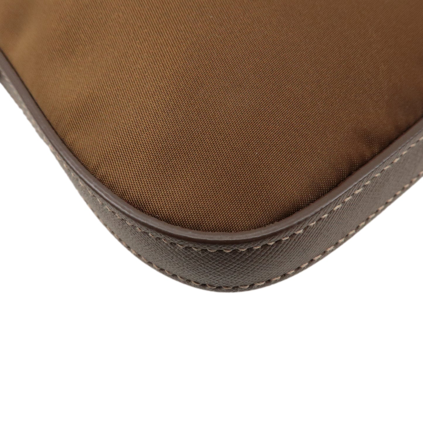 PRADA Logo Nylon Leather Shoulder Bag Crossbody Bag Brown BT0706