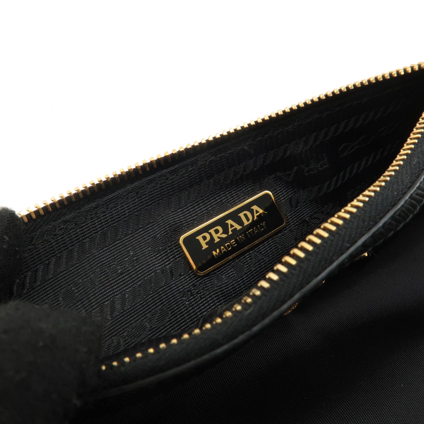 PRADA Logo Saffiano Nylon Leather Shoulder Bag Pouch Black