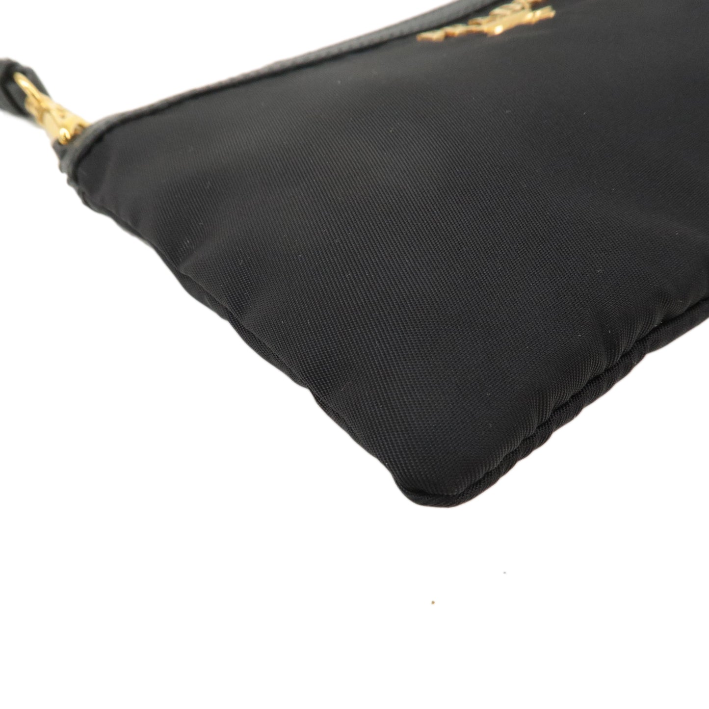 PRADA Logo Saffiano Nylon Leather Shoulder Bag Pouch Black