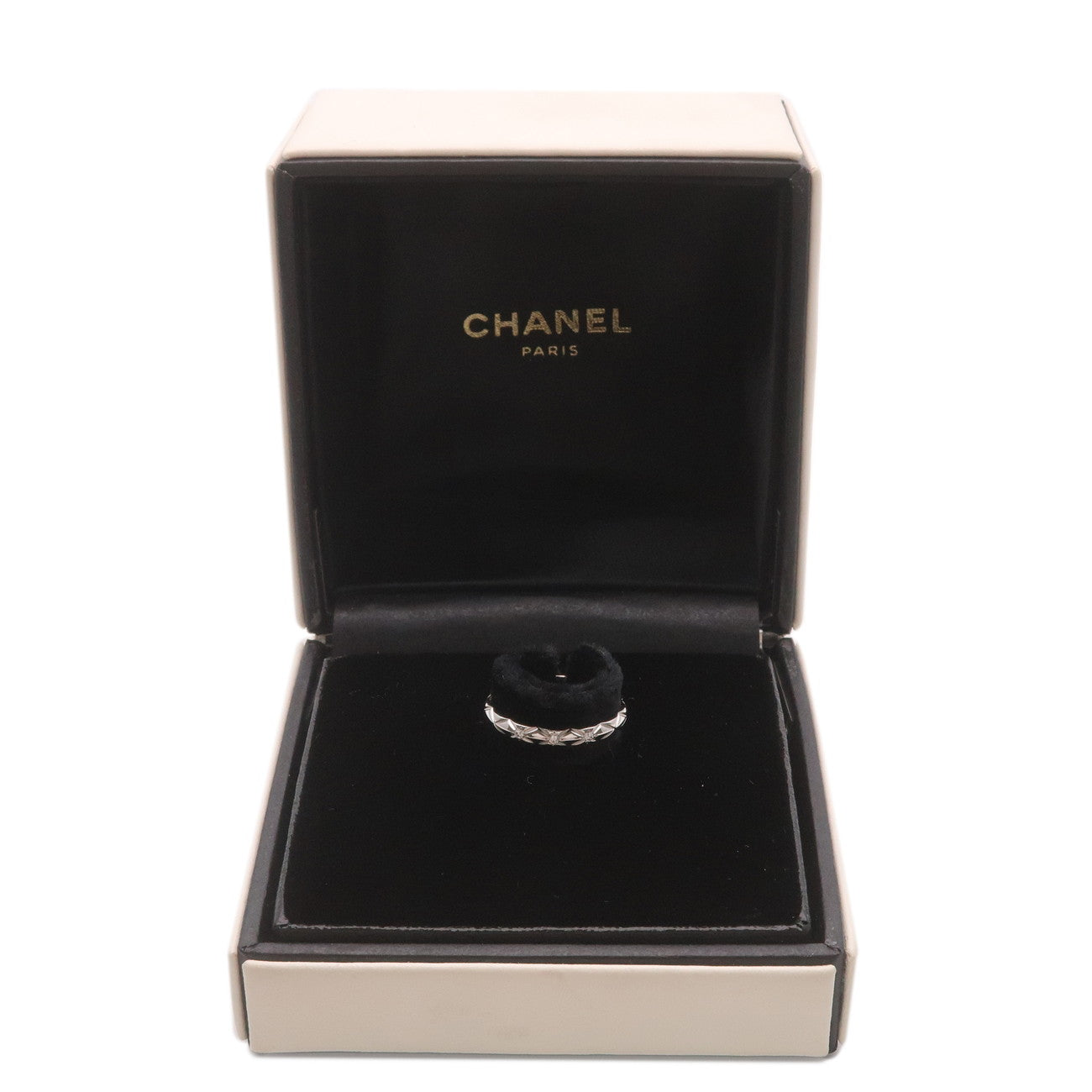CHANEL Matelasse 3P Diamond Ring #53 PT950 Platinum US4.5 EU52.5