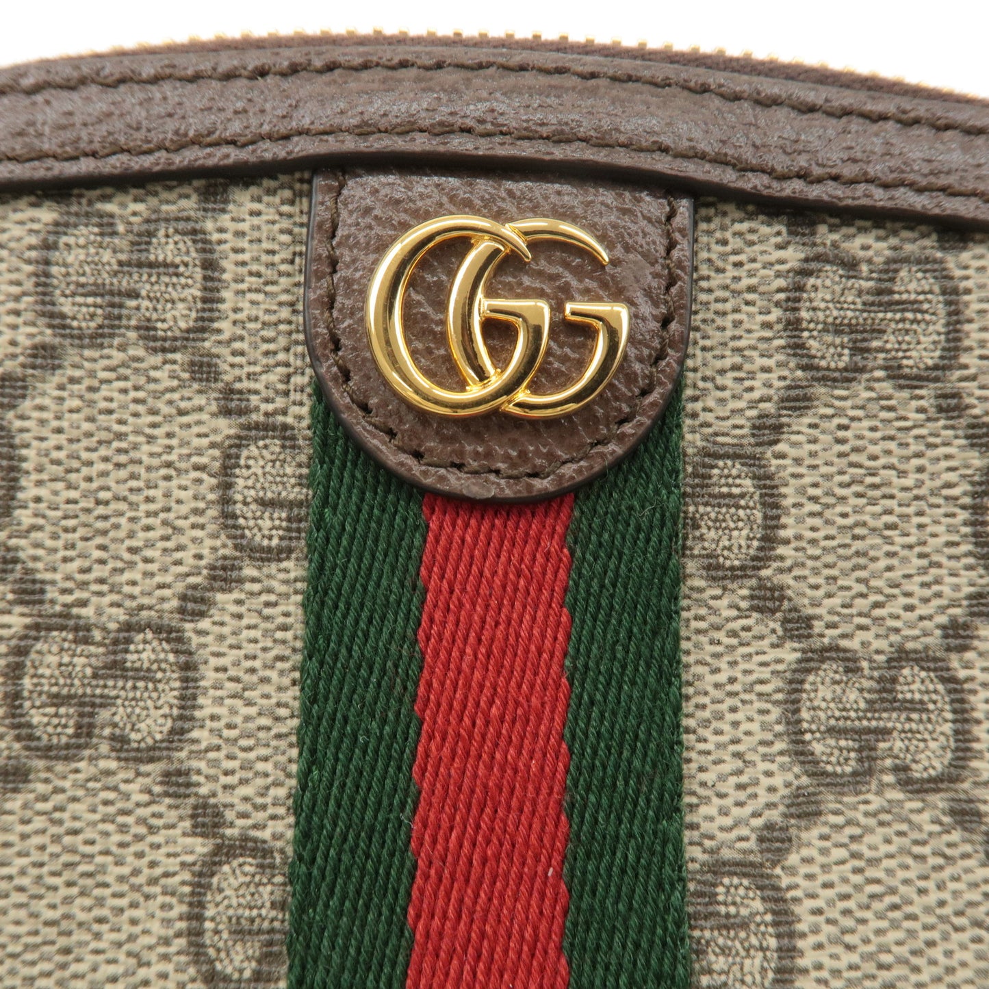 GUCCI Ophidia GG Supreme Leather Cosmetic Pouch Beige Brown 625550