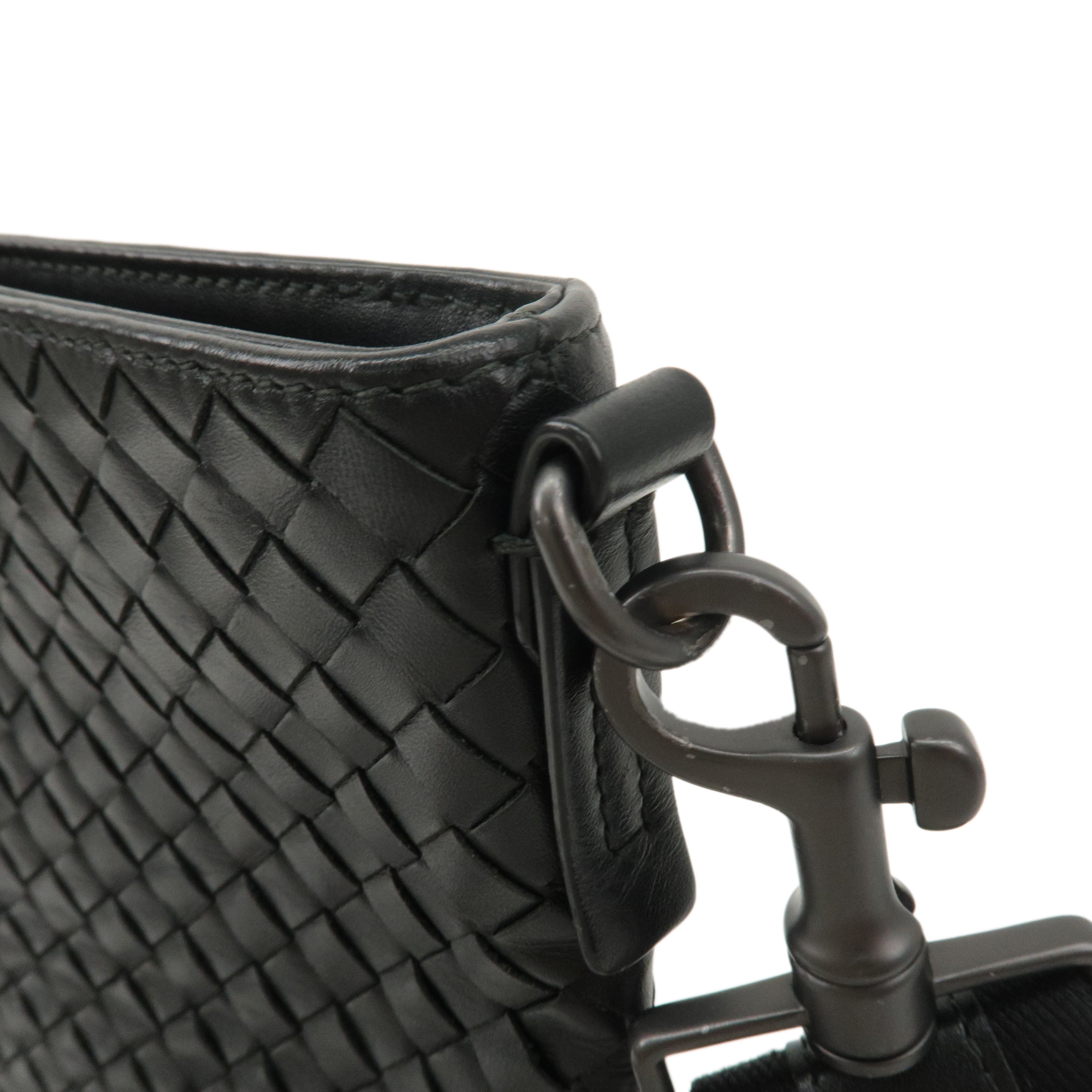 BOTTEGA VENETA Intrecciato Leather Crossbody Bag Black 276356