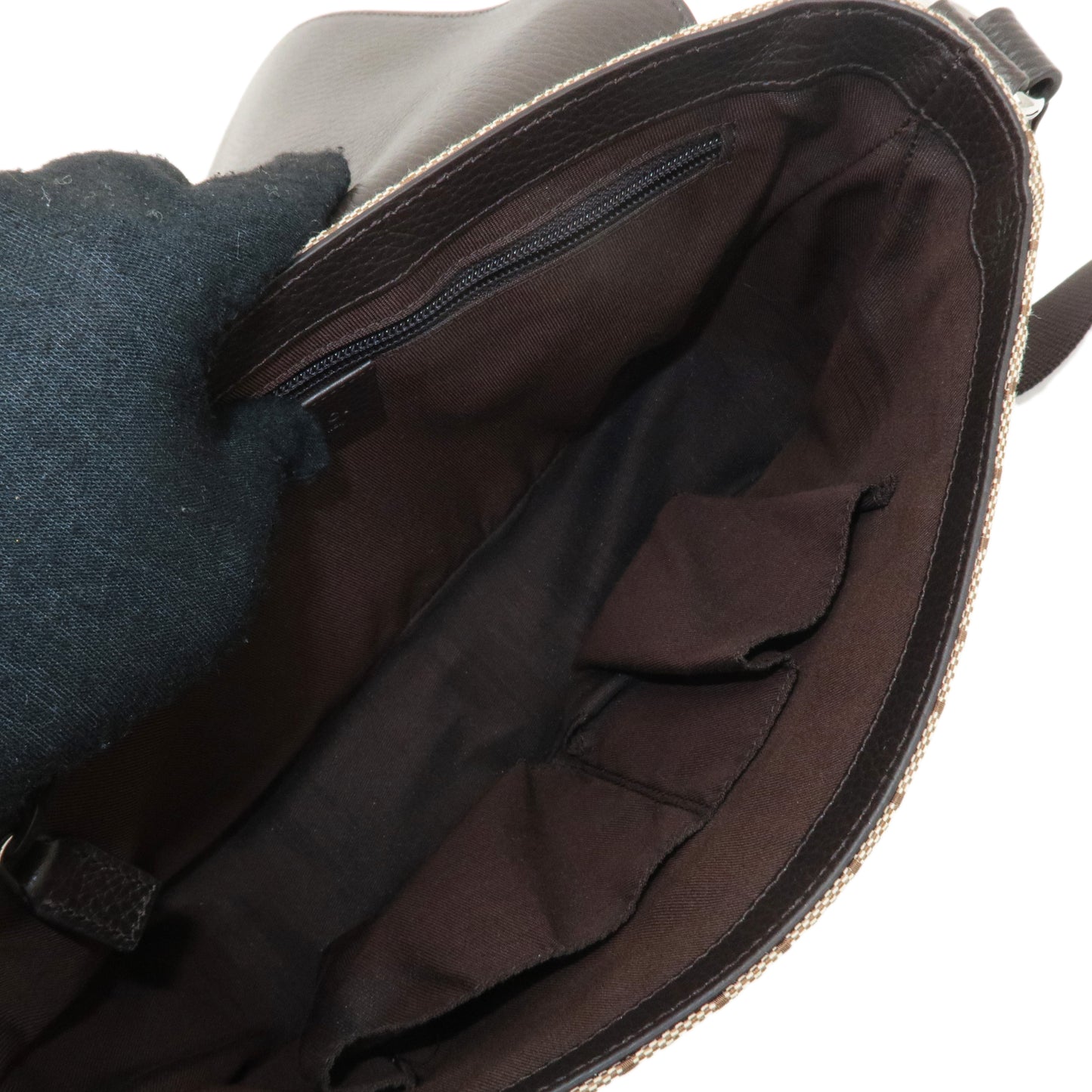 GUCCI GG Canvas Leather Crossbody Shoulder Bag Beige Brown 449172
