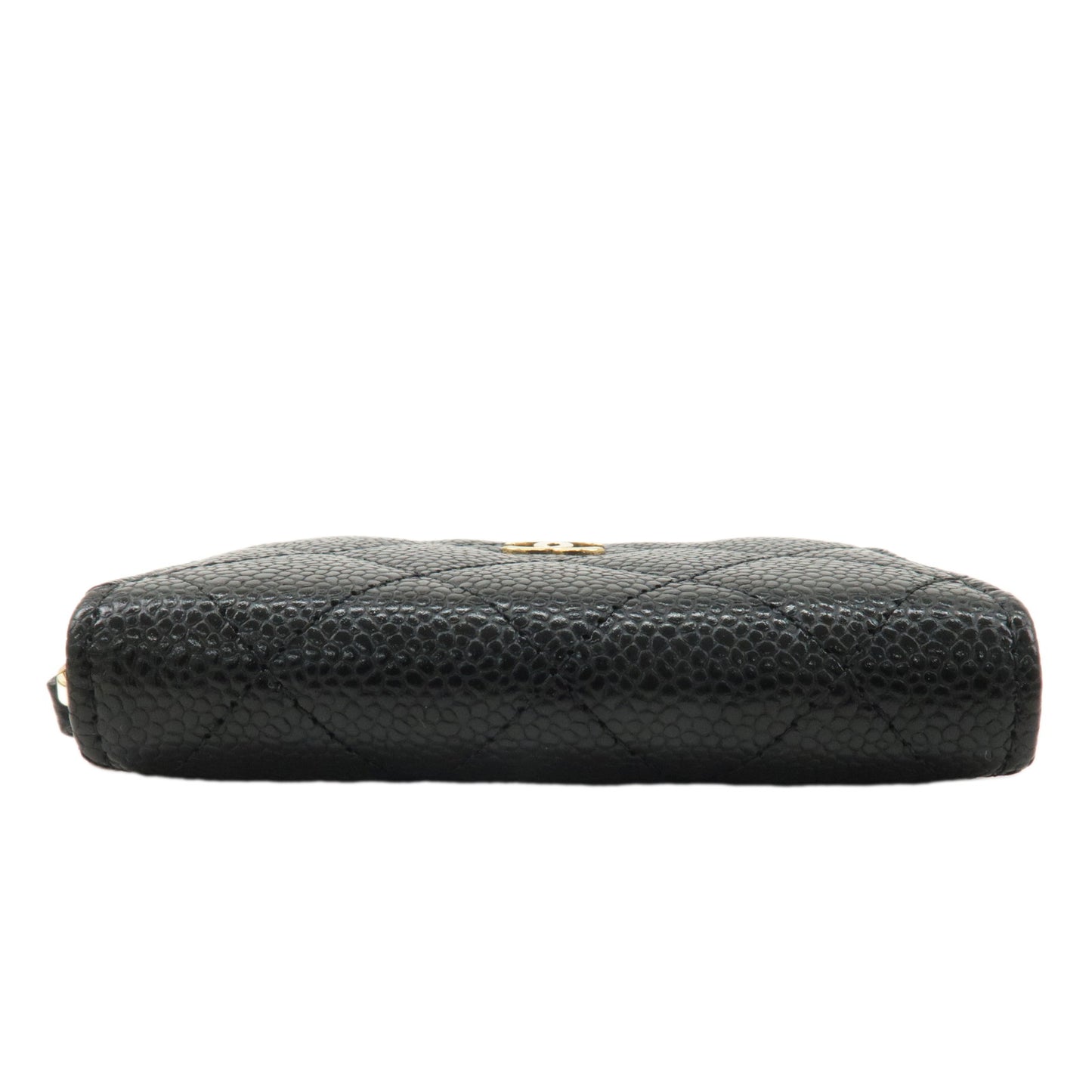 CHANEL Matelasse Caviar Skin Round Zip Coin Case Black AP0216