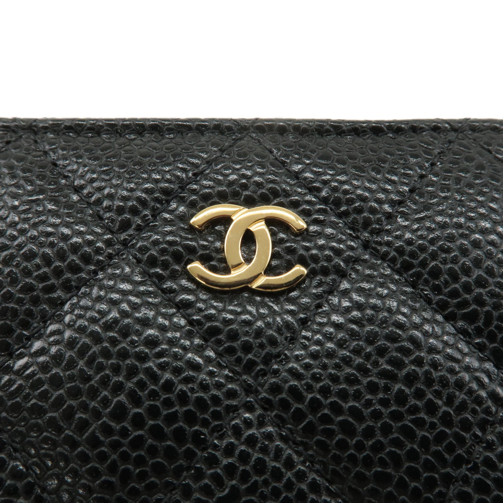 CHANEL Matelasse Caviar Skin Round Zip Coin Case Black AP0216