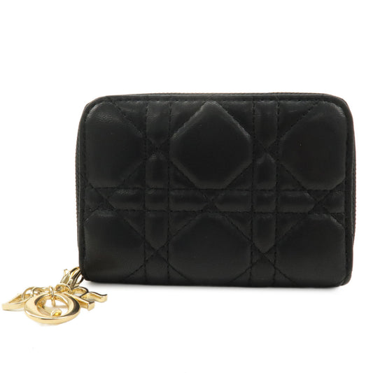 Christian-Dior-Cannage-Lady-Dior-Leather-Small-Zip-Coin-Case-Black