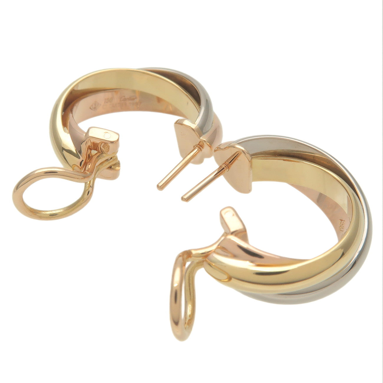 Trinity Earrings K18 750YG/WG/PG Yellow White Rose Gold