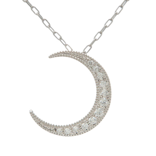 MIKIMOTO-Crescent-Moon-12P-Diamond-Necklace-0.08ct-K18-750WG