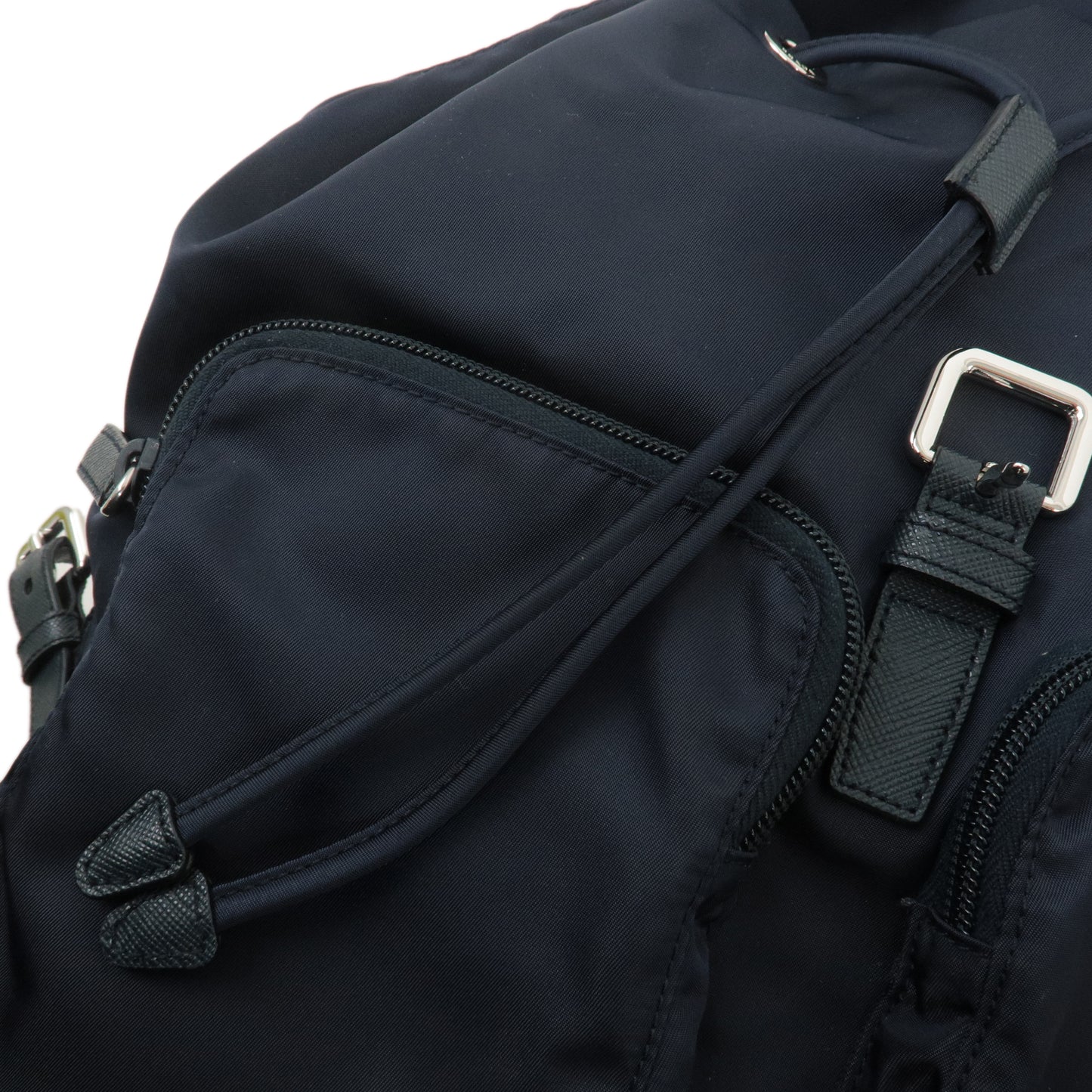 PRADA Nylon Leather Back Pack Ruck Sack Navy 1BZ005