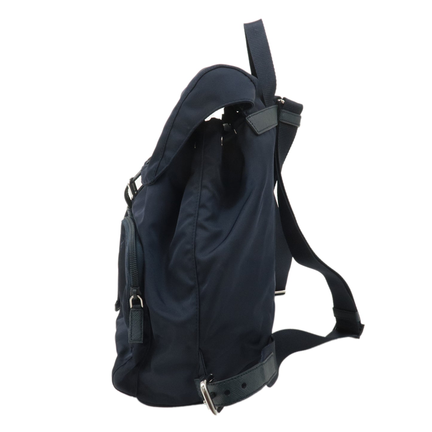 PRADA Nylon Leather Back Pack Ruck Sack Navy 1BZ005