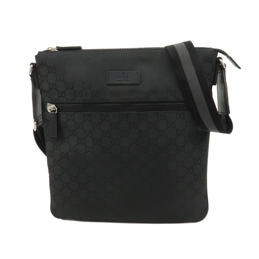 GUCCI-Sherry-GG-Nylon-Leather-Shoulder-Bag-Black-449185