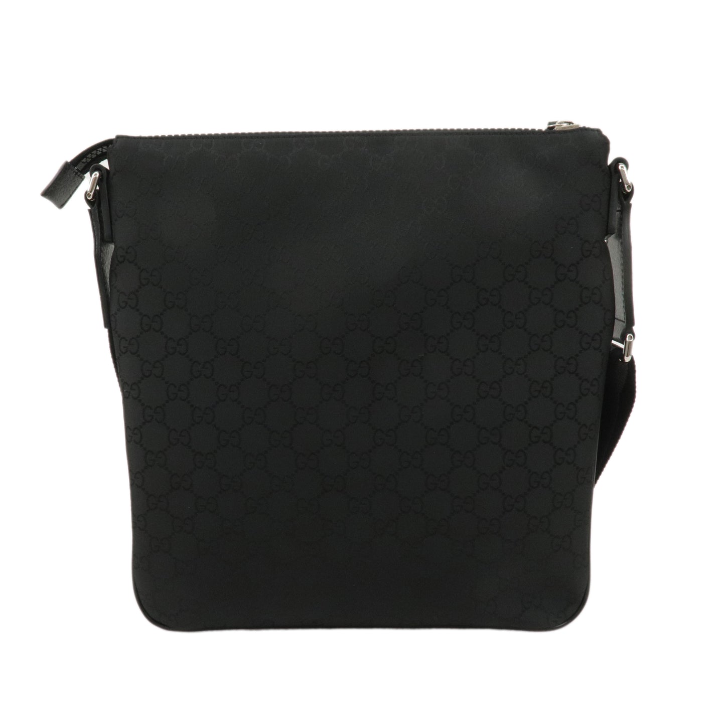 GUCCI Sherry GG Nylon Leather Shoulder Bag Black 449185