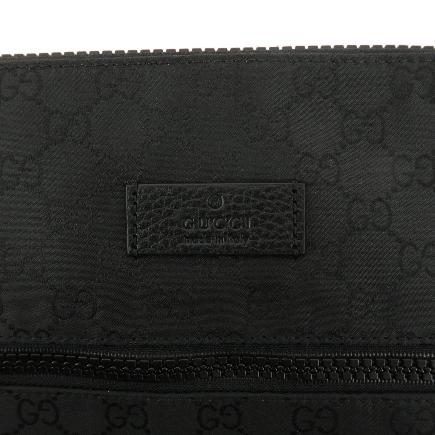 GUCCI Sherry GG Nylon Leather Shoulder Bag Black 449185