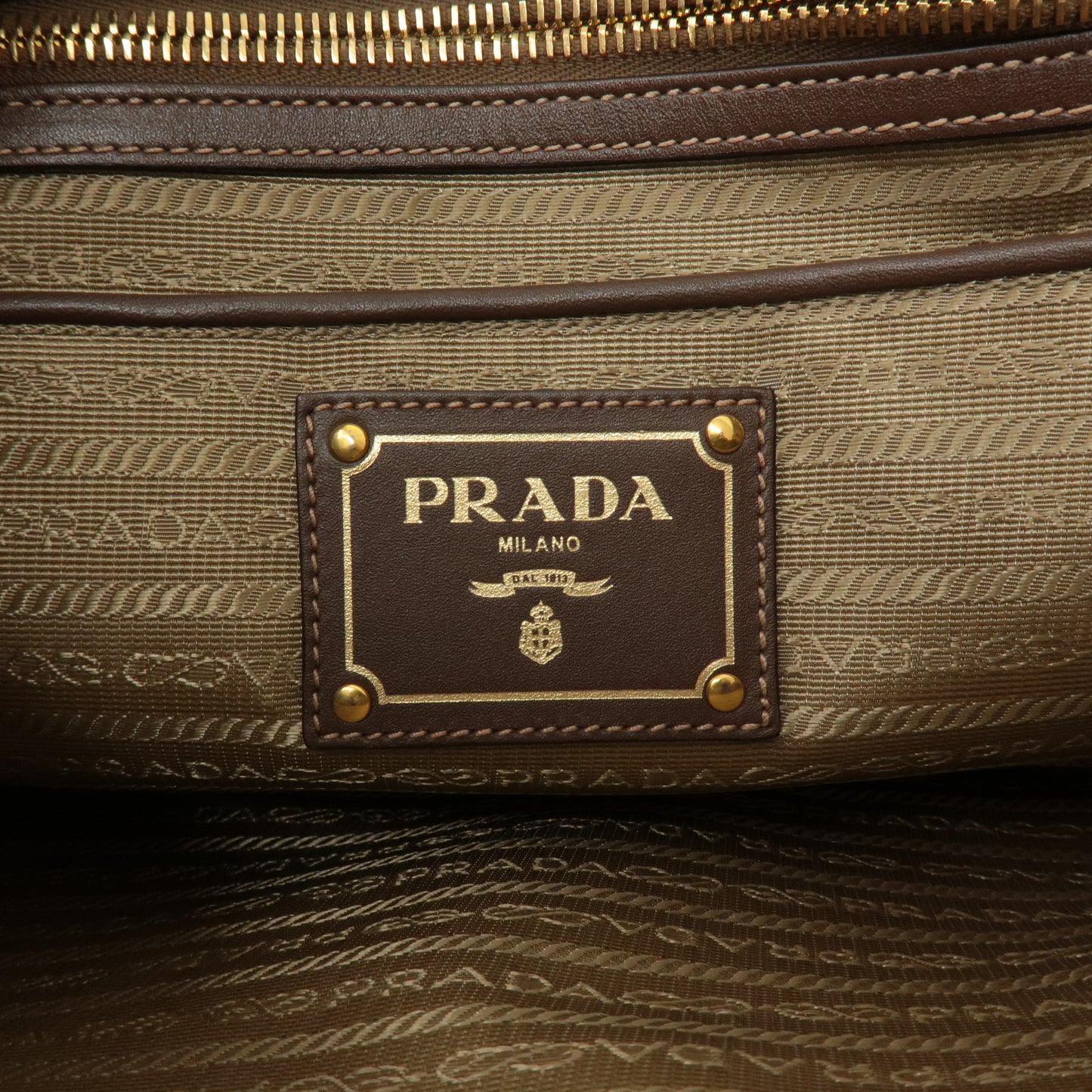 PRADA Logo Jacquard Leather 2WAY Bag Shoulder Bag Beige BN2832
