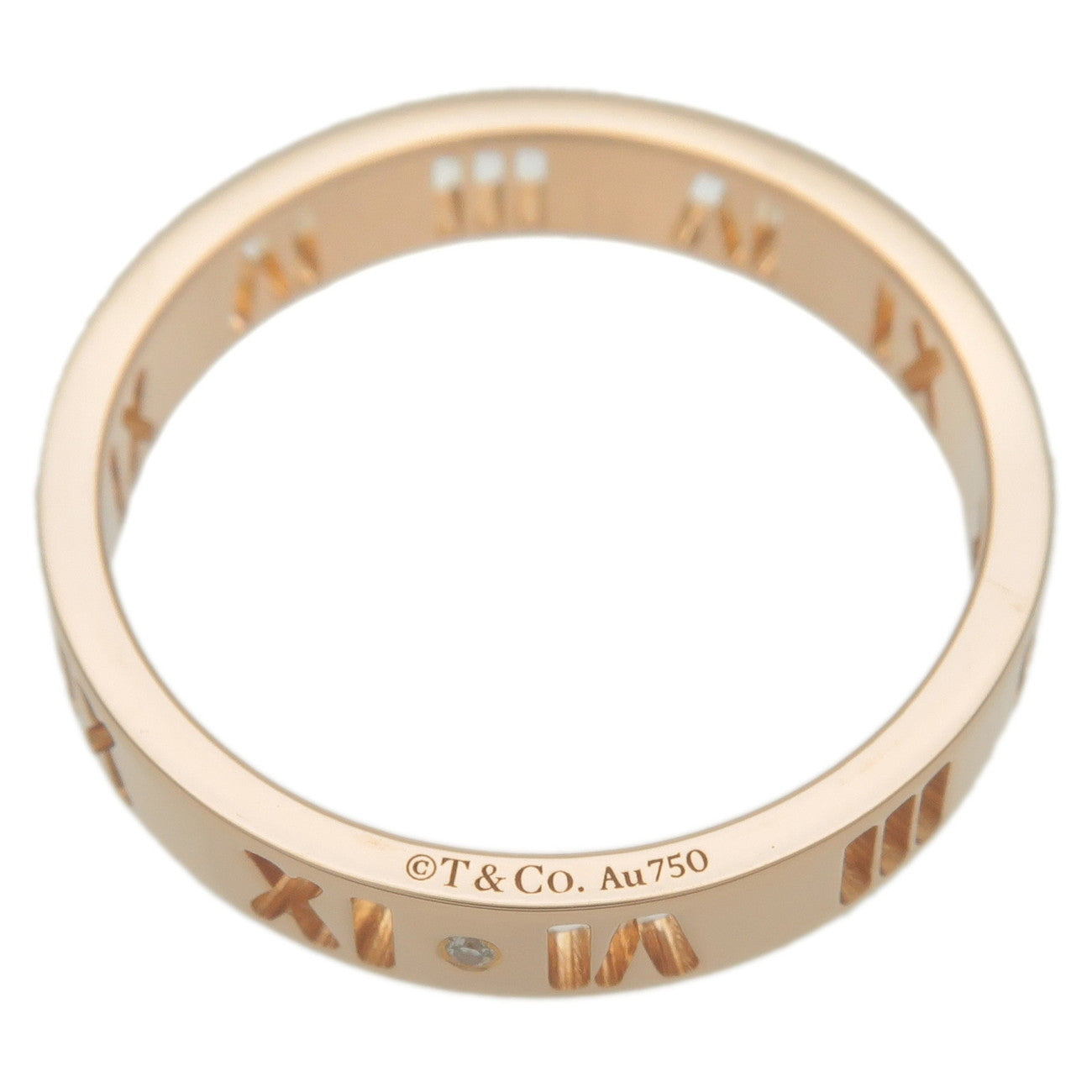 Tiffany&Co. Pierced Atlas 4P Diamond Ring K18 750PG US6.5-7 EU53.5