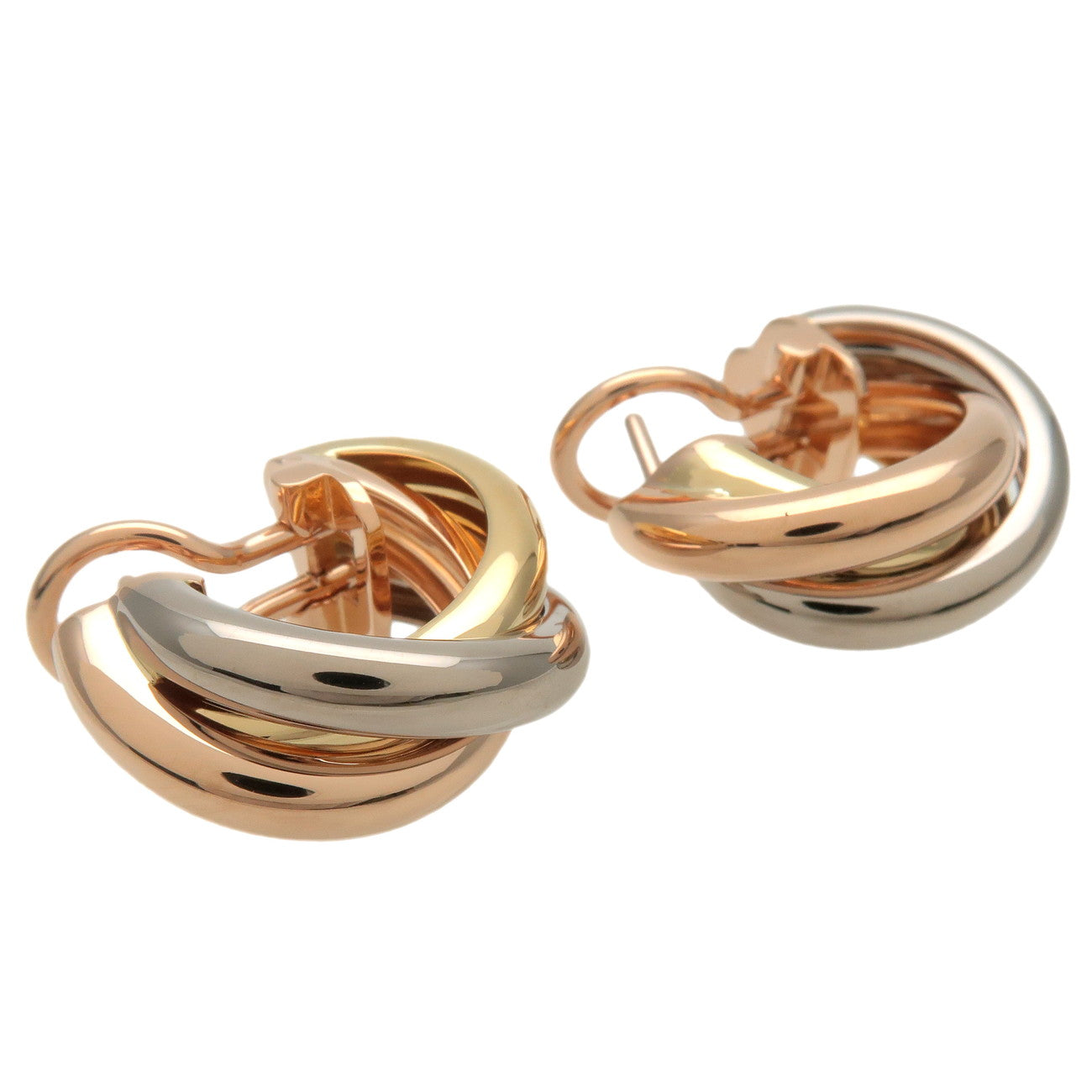 Cartier Trinity Earrings K18 750Yellow Gold White Gold Rose Gold