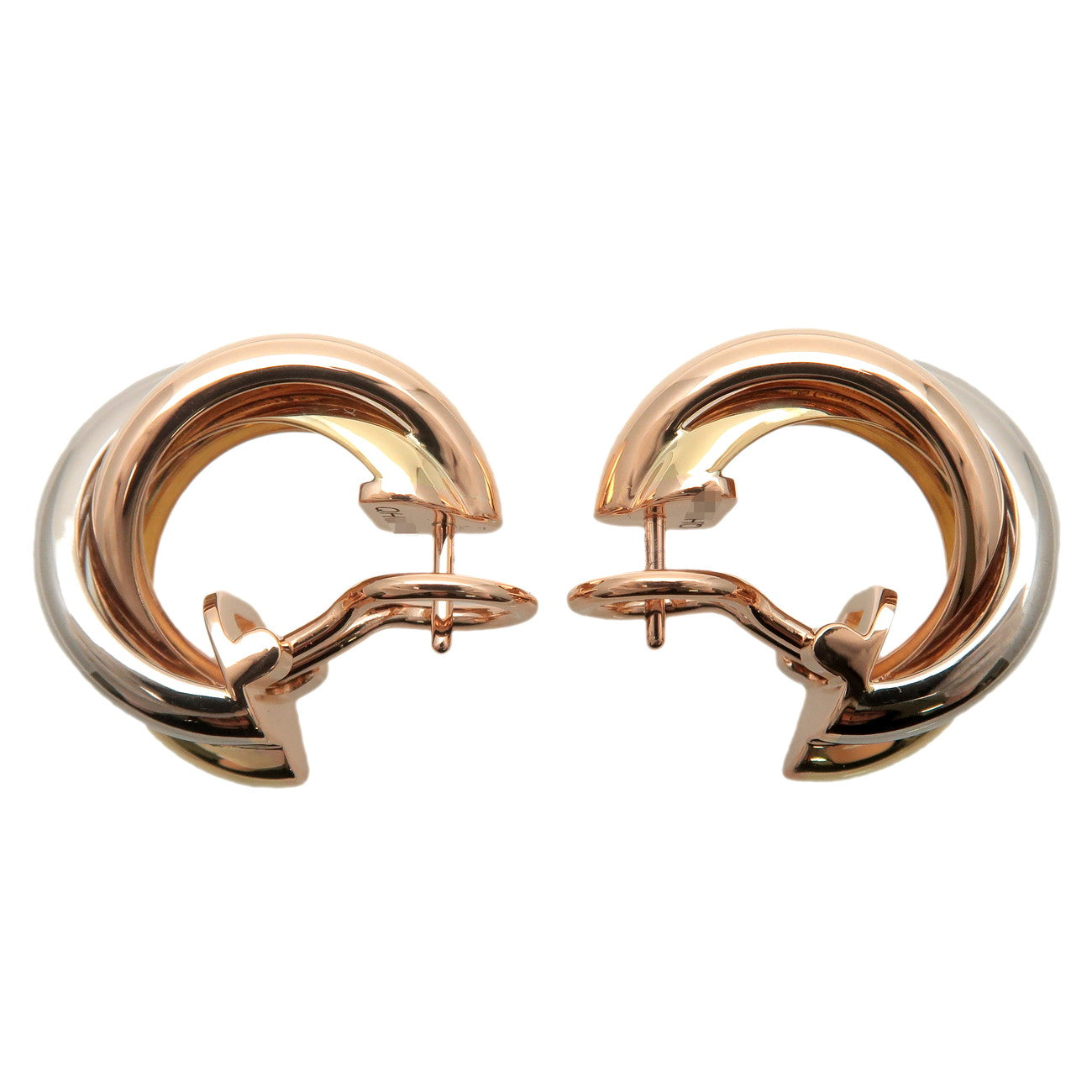 Cartier Trinity Earrings K18 750Yellow Gold White Gold Rose Gold