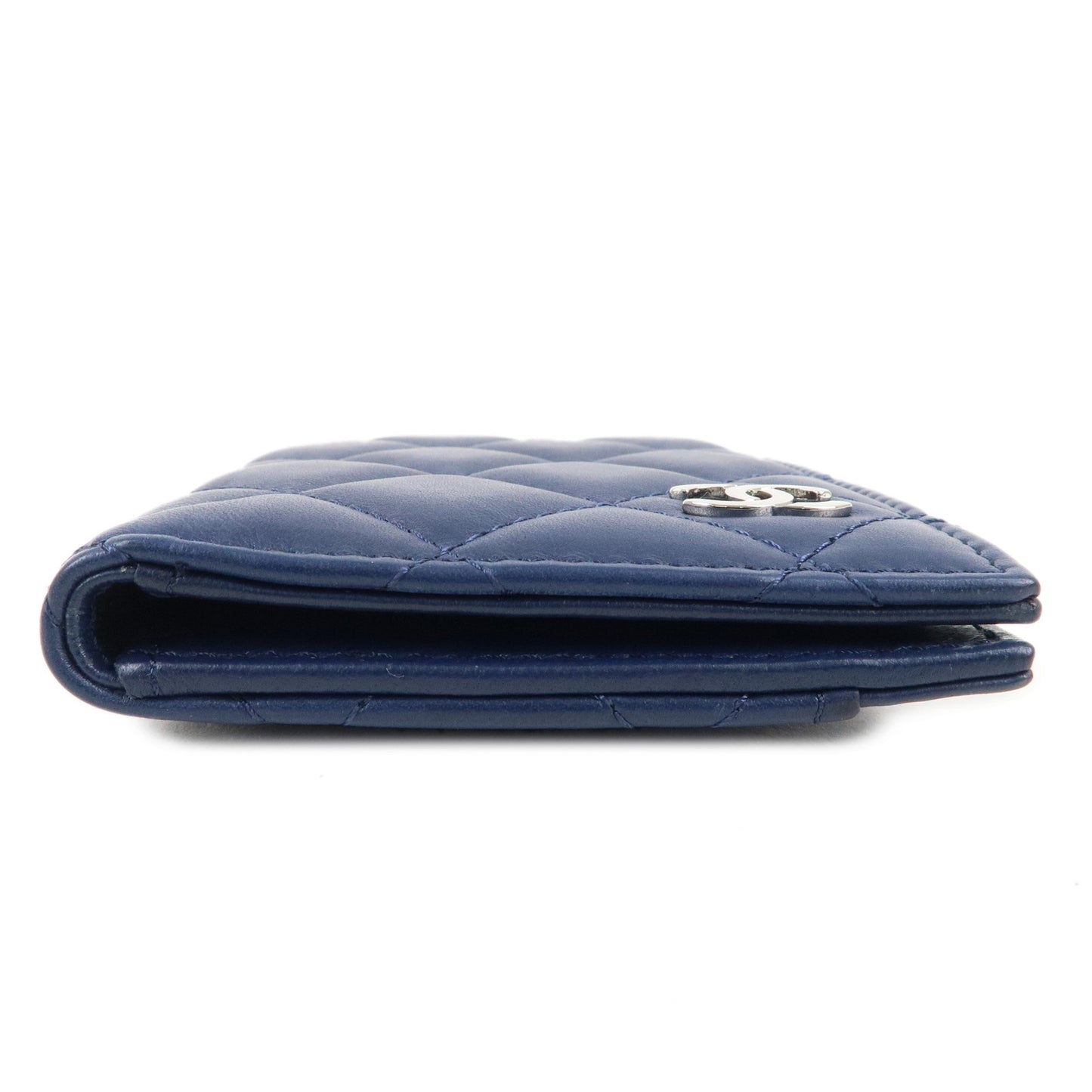 CHANEL Timeless Classic Lamb Skin Pass Case Card Case Navy A82369