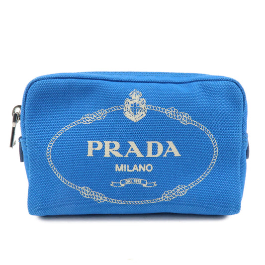 PRADA-Canapa-Canvas-Leather-Cosmetic-Pouch-Blue-1NA693
